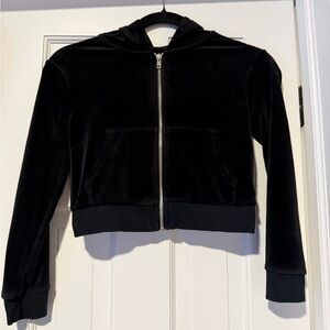 Art Class Black Velour Zip-Up Hoodie Jacket Girls Size 8